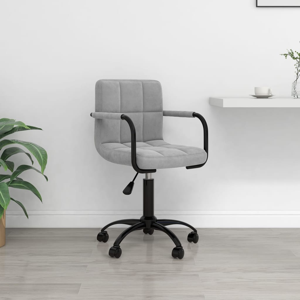 Sedia Da Ufficio Girevole Grigio Chiaro In Velluto