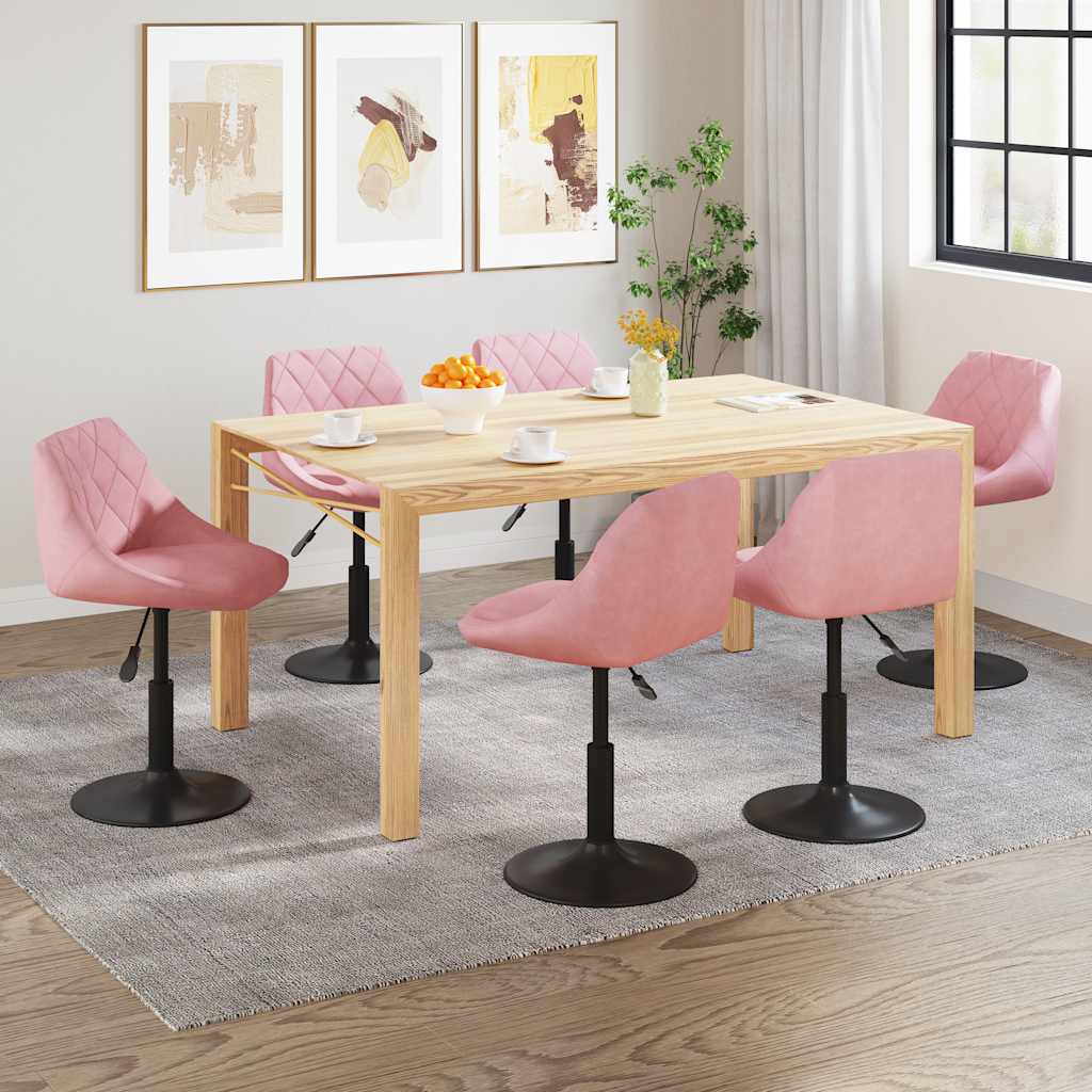 Sedie Da Pranzo Girevoli 6 Pz Rosa In Velluto