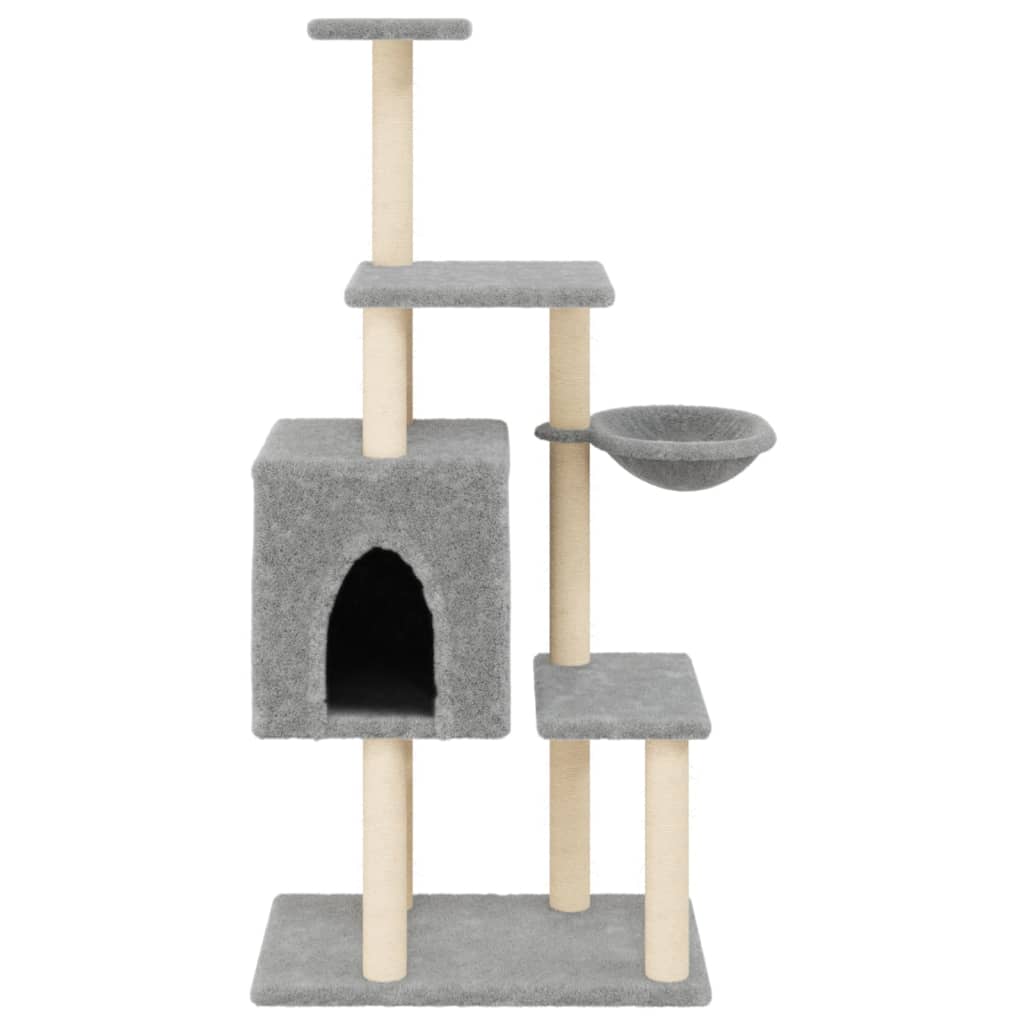Albero Per Gatti Con Tiragraffi In Sisal Grigio Chiaro 131 cm - Image 4