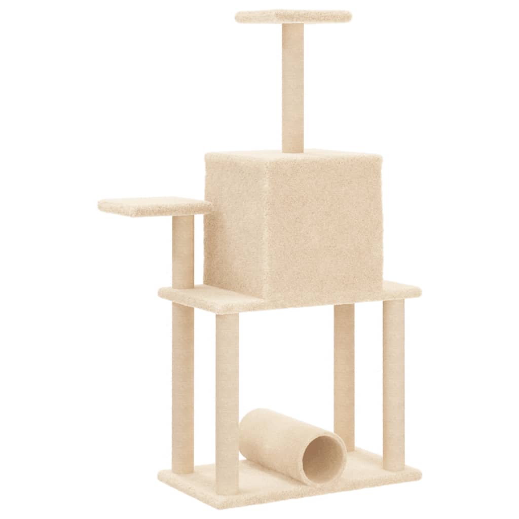 Albero Per Gatti Con Tiragraffi In Sisal Crema 122 cm - Image 6