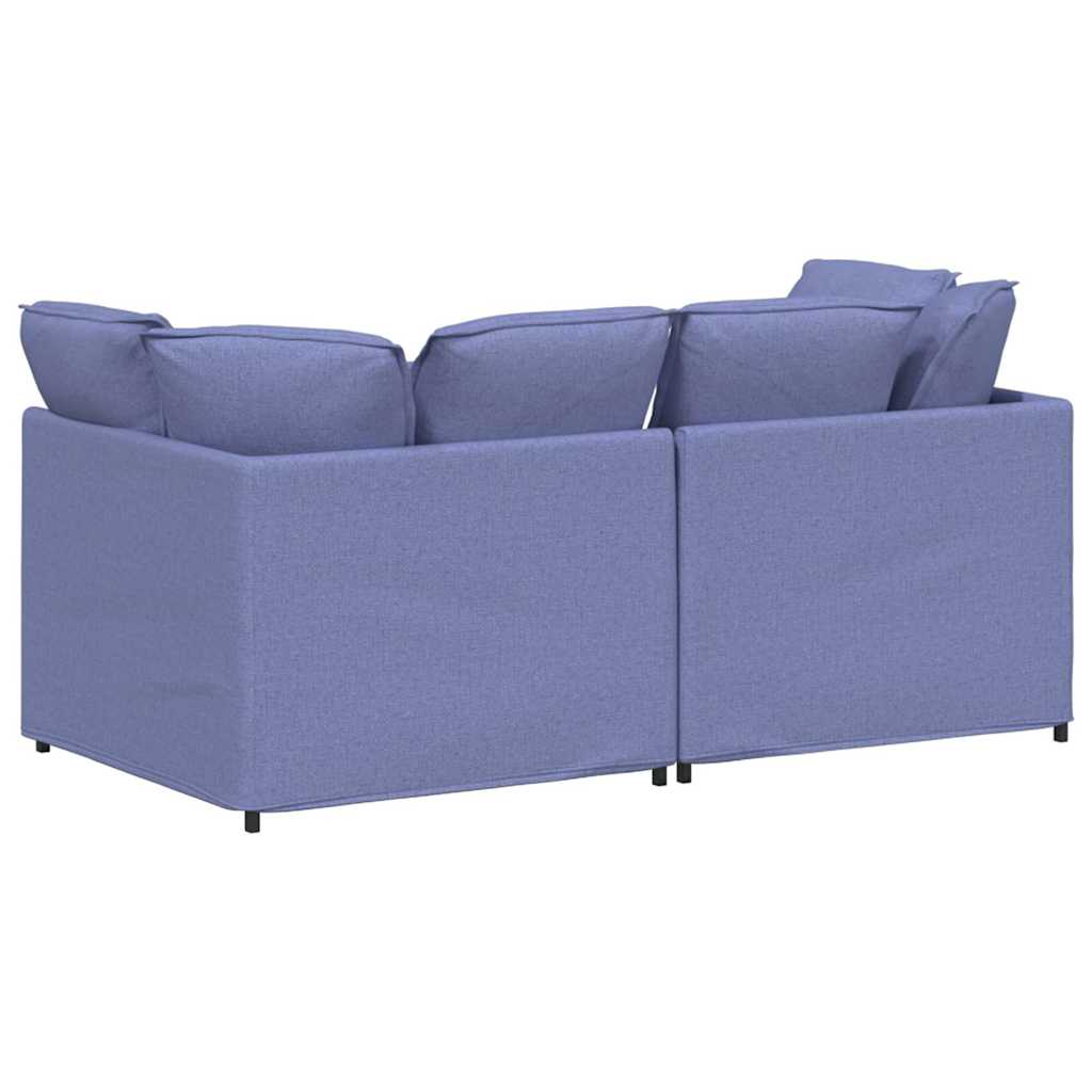 Divano Modulare Con Cuscini In Tessuto Jeans Blu - Image 6