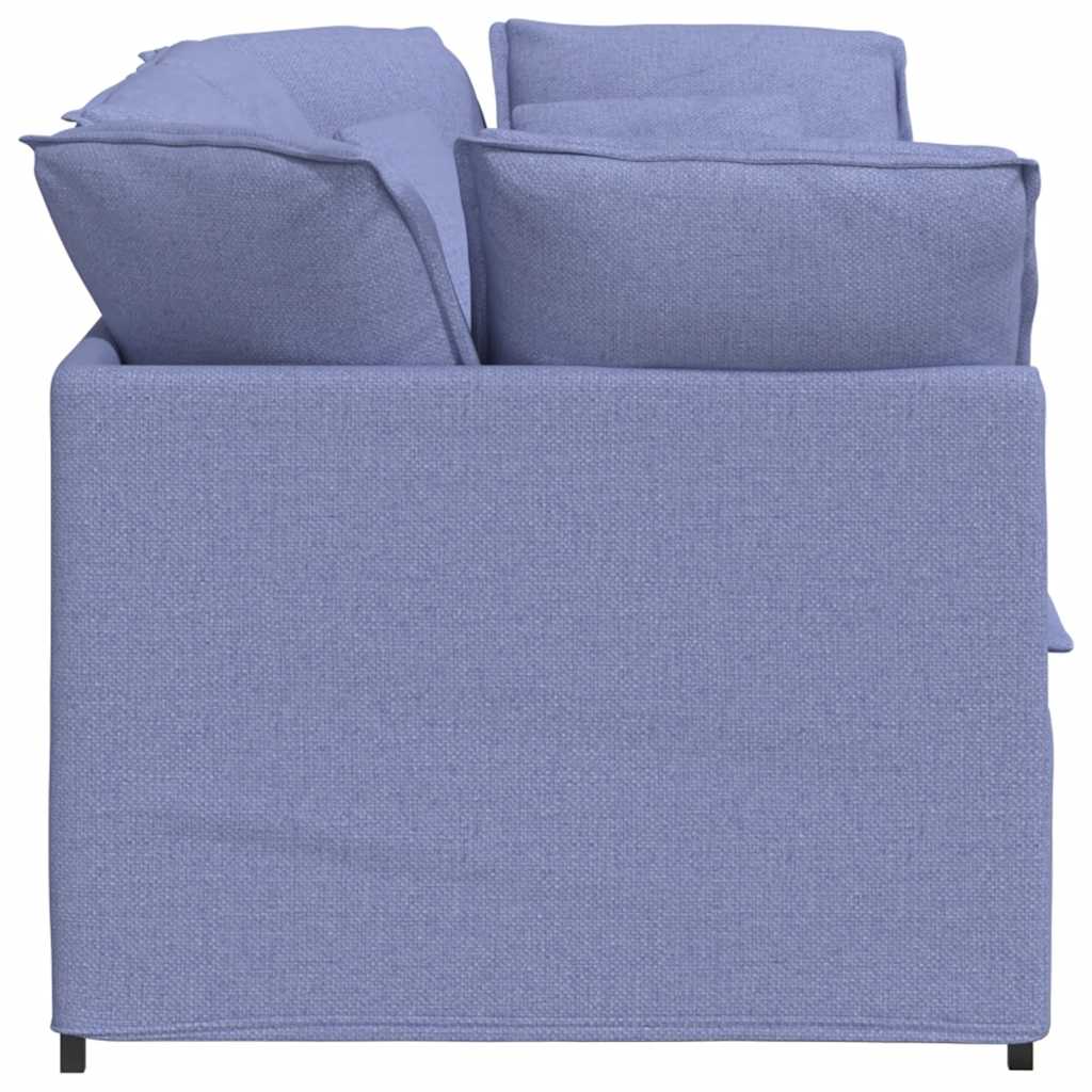 Divano Modulare Con Cuscini In Tessuto Jeans Blu - Image 5