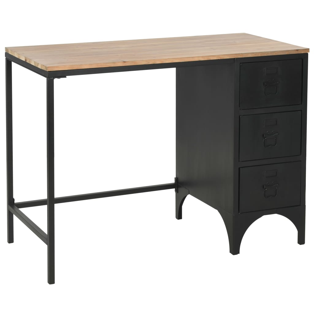 Scrivania Base Singola Legno Di Abete E Acciaio 100x50x76 cm - Image 3