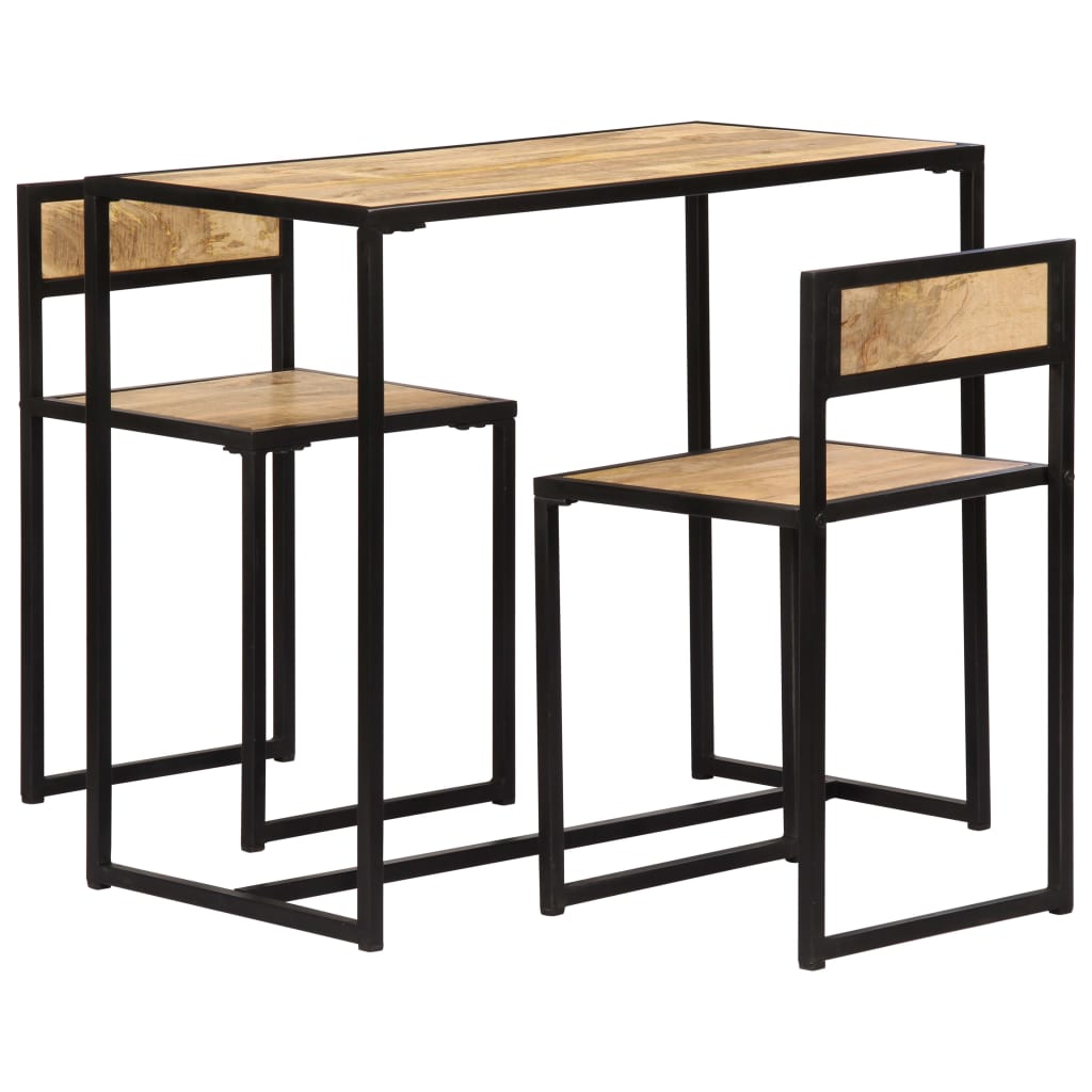 Set Per Sala Da Pranzo 3 Pz In Legno Massello Di Mango