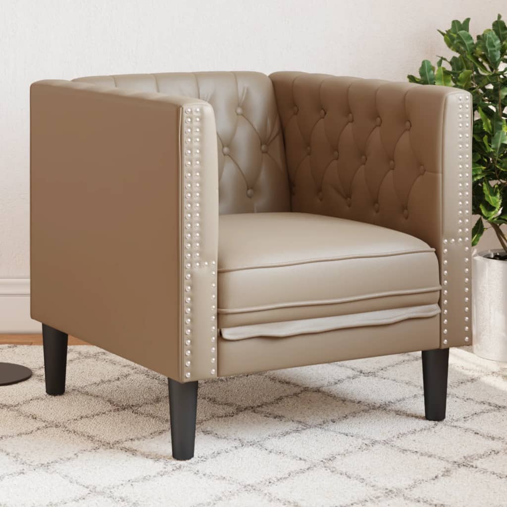 Poltrona Chesterfield Cappuccino In Similpelle