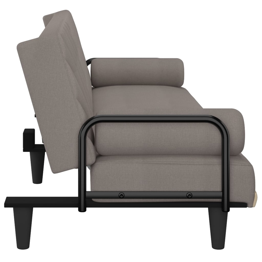 Divano Letto Con Braccioli Tortora In Tessuto - Image 5