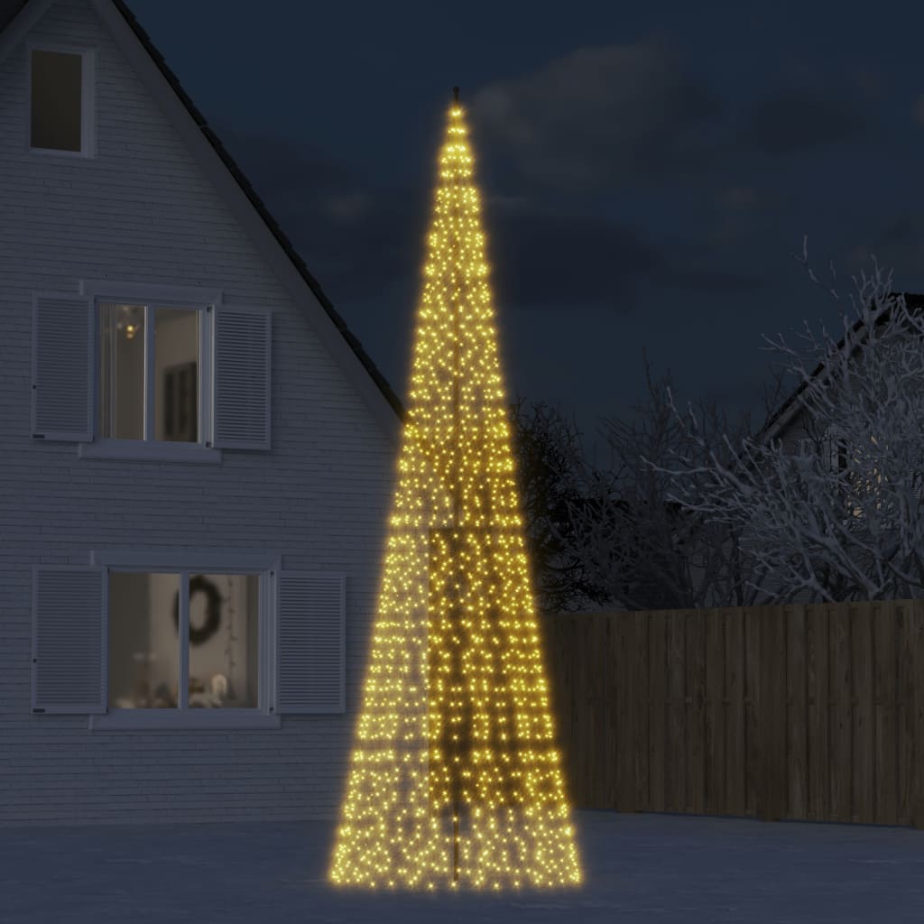Albero Di Natale A Led Su Pennone 1534 Led Bianco Caldo 500 cm