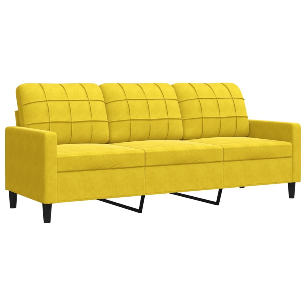 Set Di Divani 3 Pz Con Cuscini E Rinforzi Giallo In Velluto - Image 4