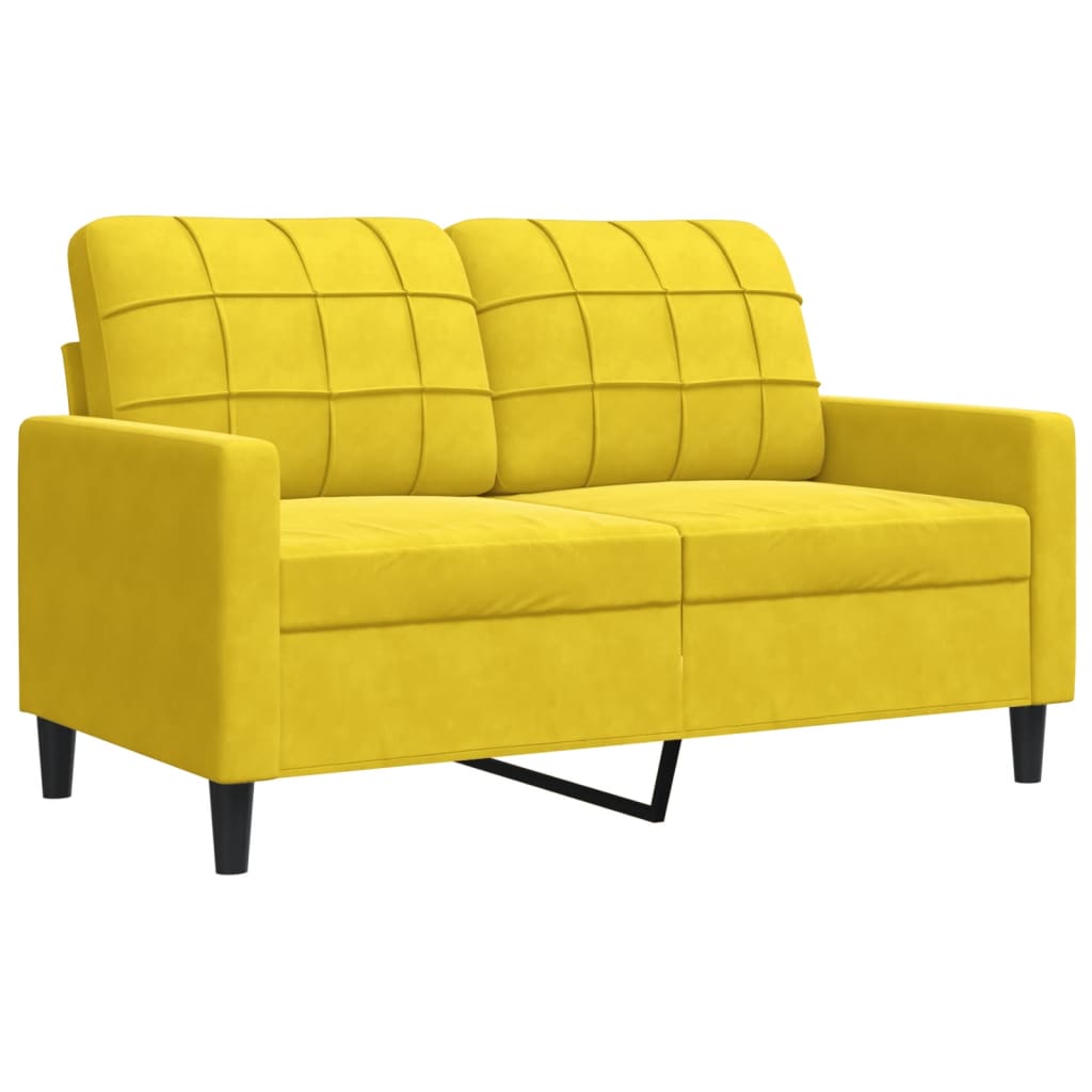 Set Di Divani 3 Pz Con Cuscini E Rinforzi Giallo In Velluto - Image 5