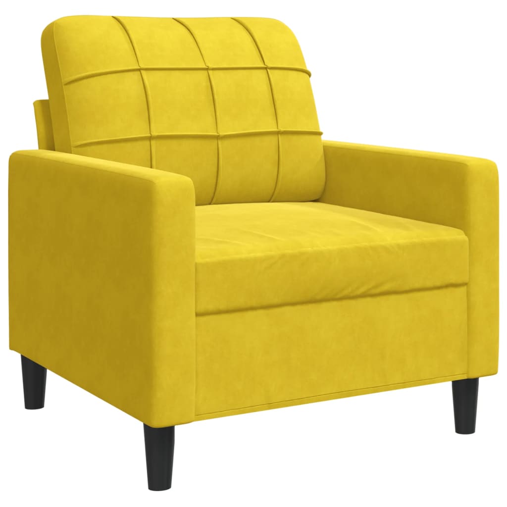 Set Di Divani 3 Pz Con Cuscini E Rinforzi Giallo In Velluto - Image 6