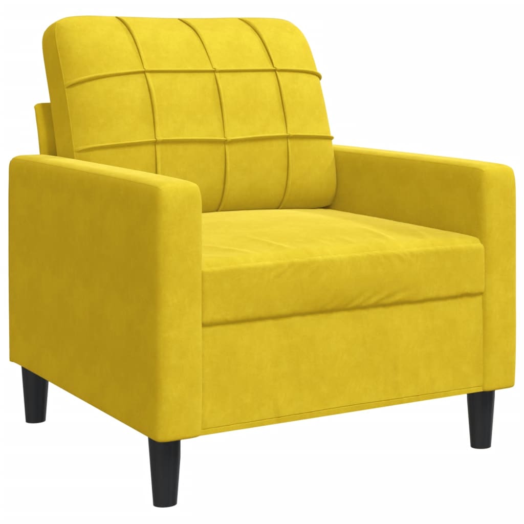 Set Di Divani 3 Pz Con Cuscini E Rinforzi Giallo In Velluto - Image 6