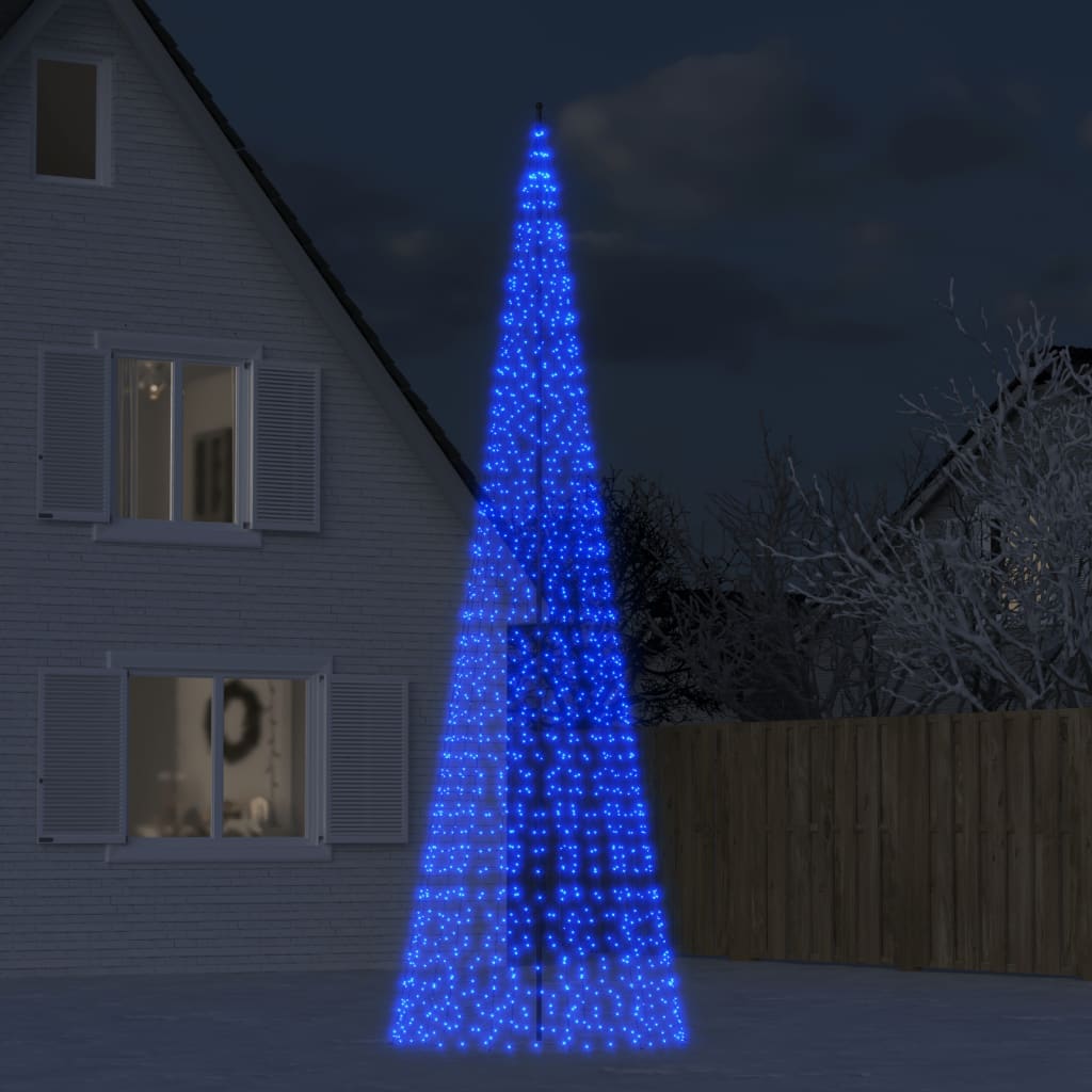 Albero Di Natale A Led Su Pennone 1534 Led Blu 500 cm