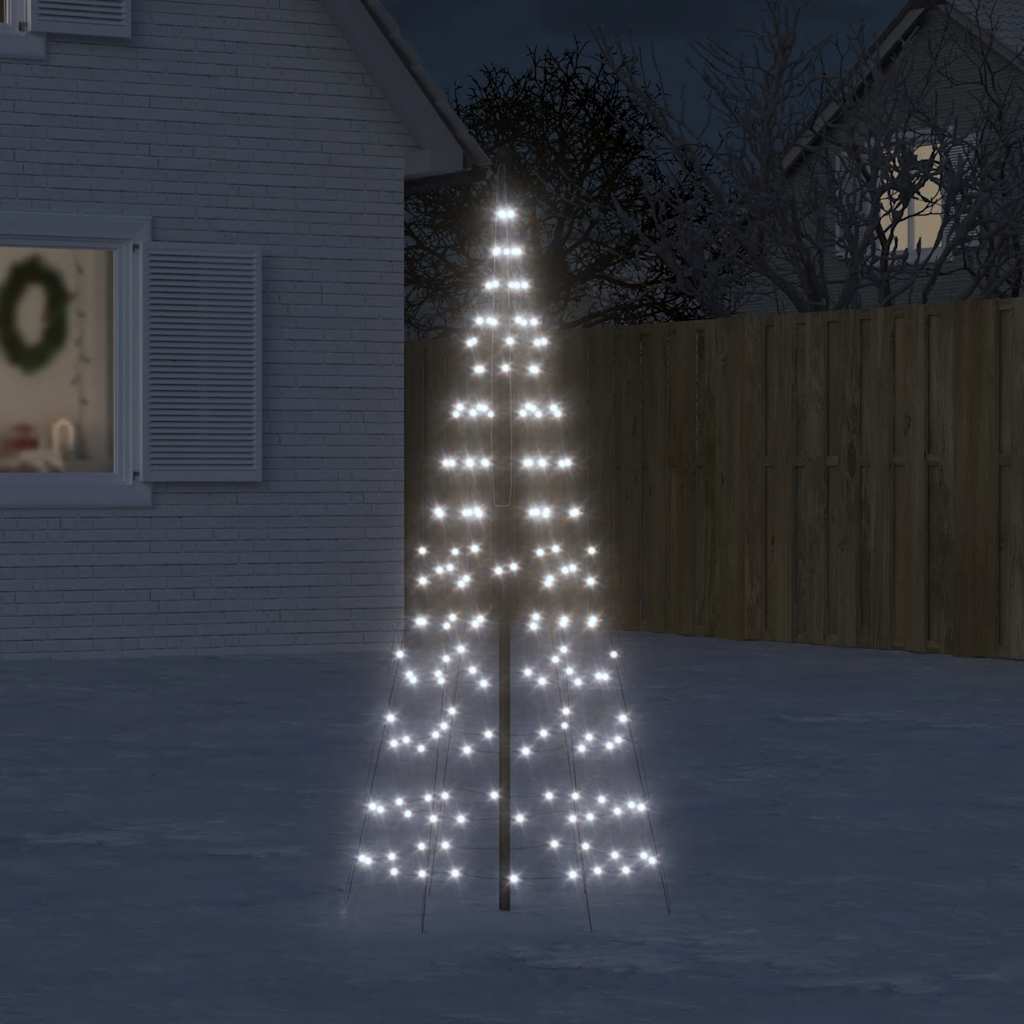 Albero Di Natale A Led Su Pennone 200 Led Bianco Freddo 180 cm