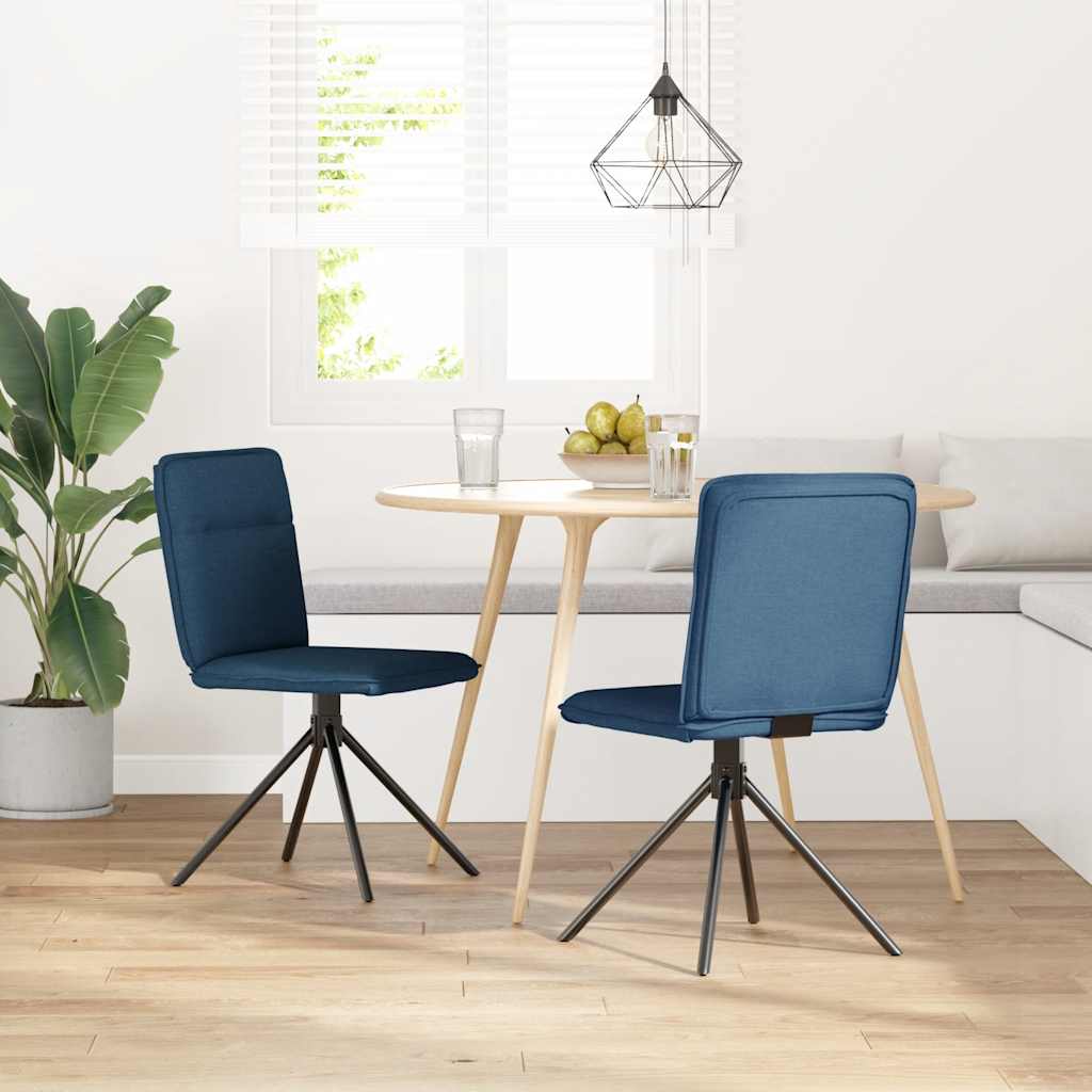 Sedie Da Pranzo 2 Pz Blu In Tessuto