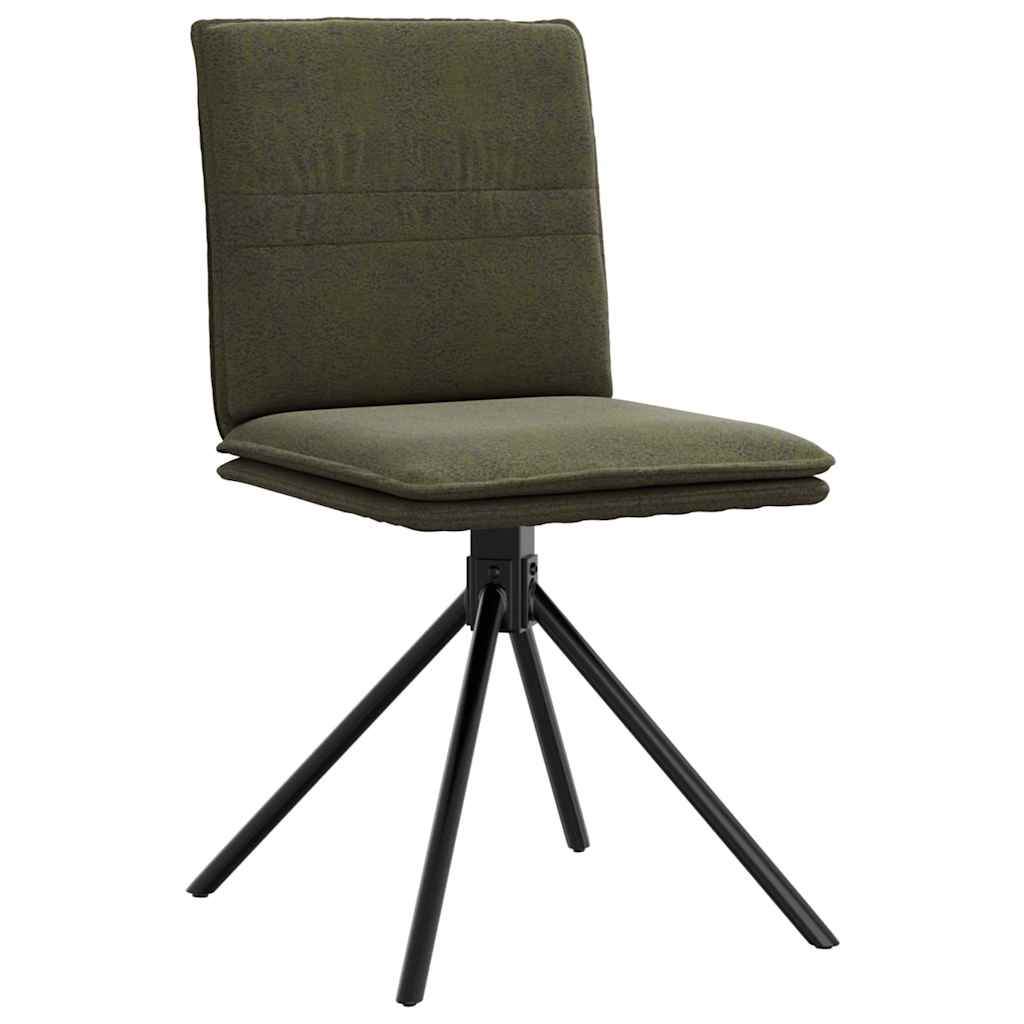 Sedia Da Pranzo Verde Militare In Similpelle Scamosciata - Image 3
