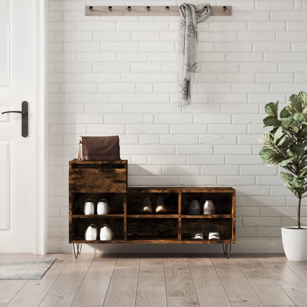 Scarpiera Rovere Fumo 102x36x60 Cm In Legno Multistrato