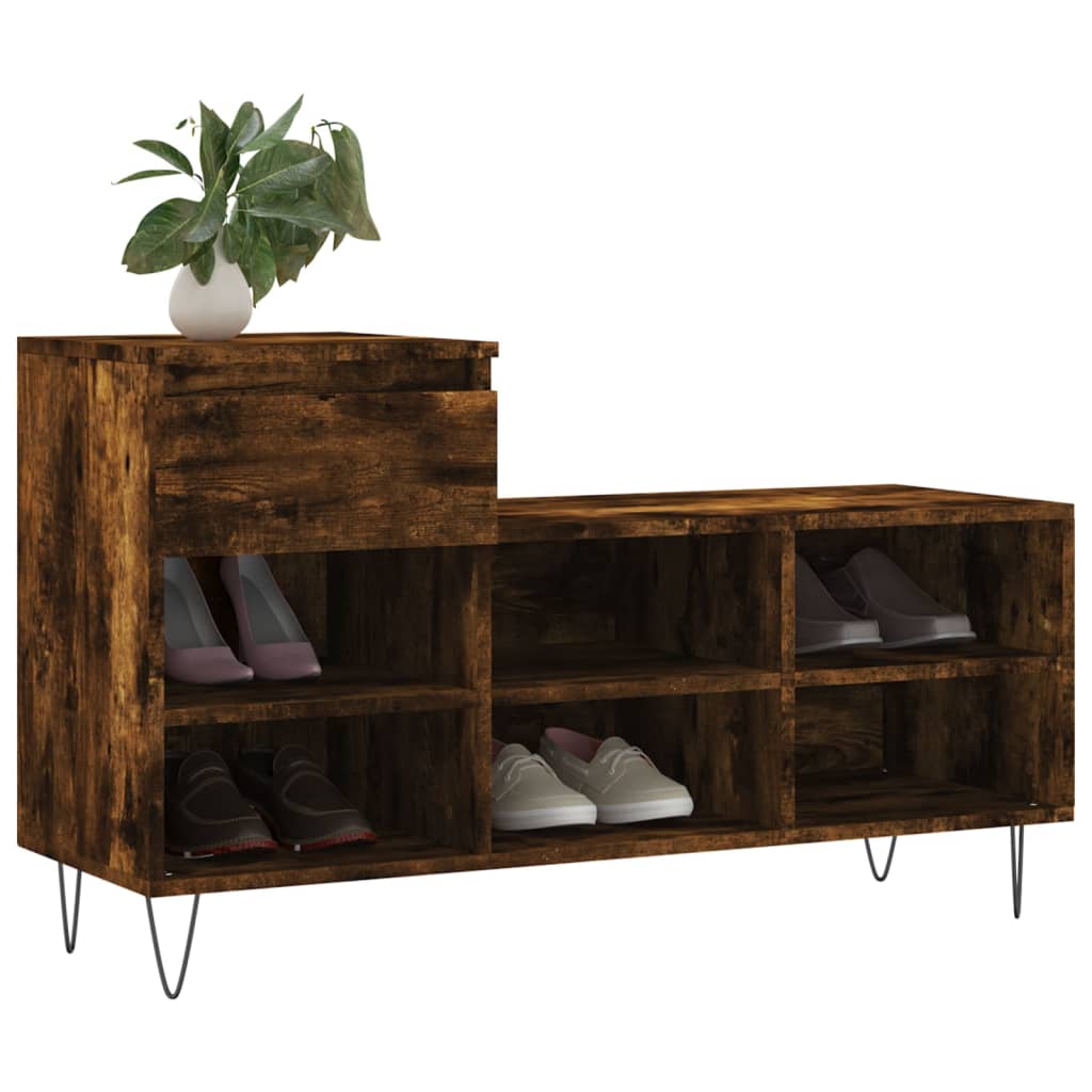 Scarpiera Rovere Fumo 102x36x60 Cm In Legno Multistrato - Image 3