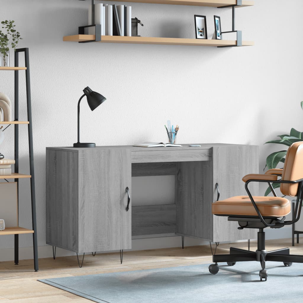 Scrivania Grigio Sonoma 140x50x75 Cm In Legno Multistrato