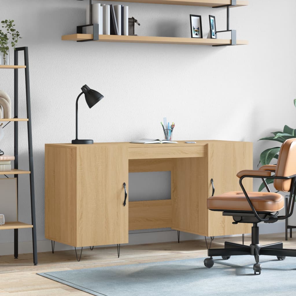 Scrivania Rovere Sonoma 140x50x75 Cm In Legno Multistrato