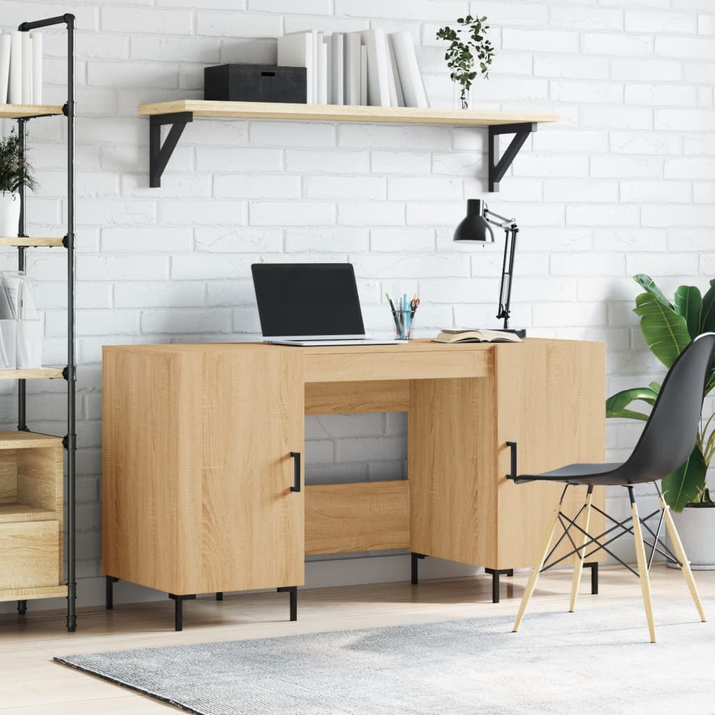 Scrivania Rovere Sonoma 140x50x75 Cm In Legno Multistrato