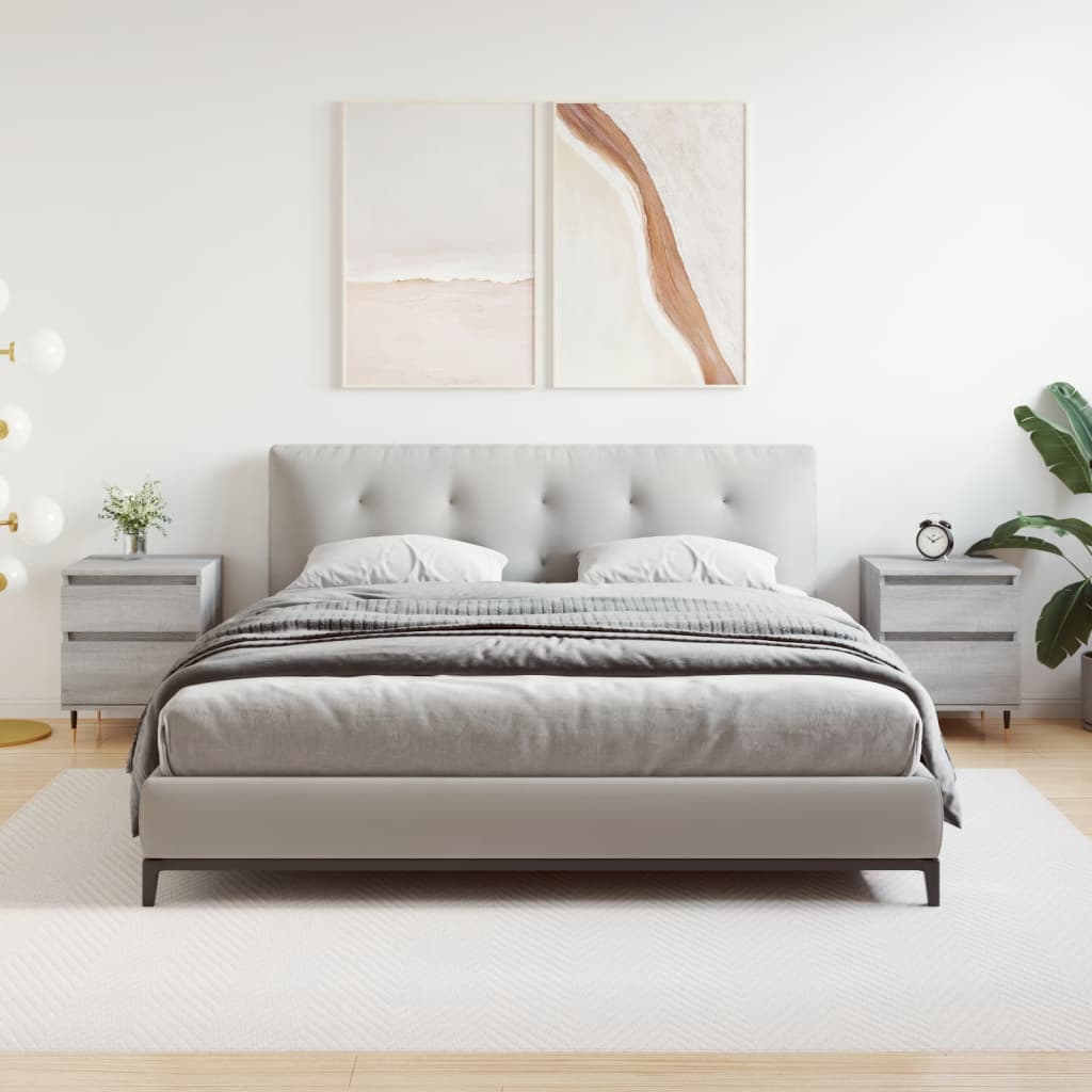 Comodini 2pz Grigio Sonoma 40x35x50 Cm In Legno Multistrato