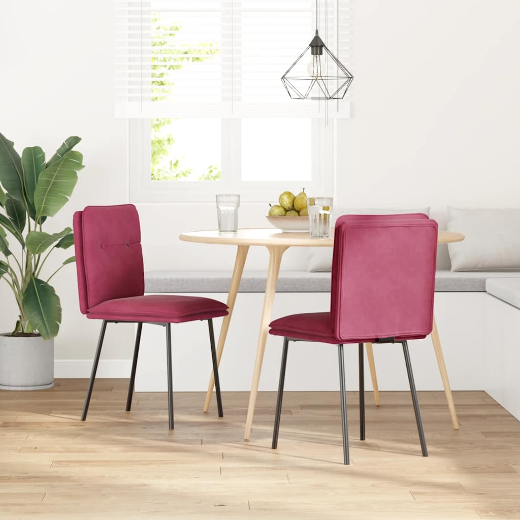 Sedie Da Pranzo 2 Pz Rosso Vino In Velluto