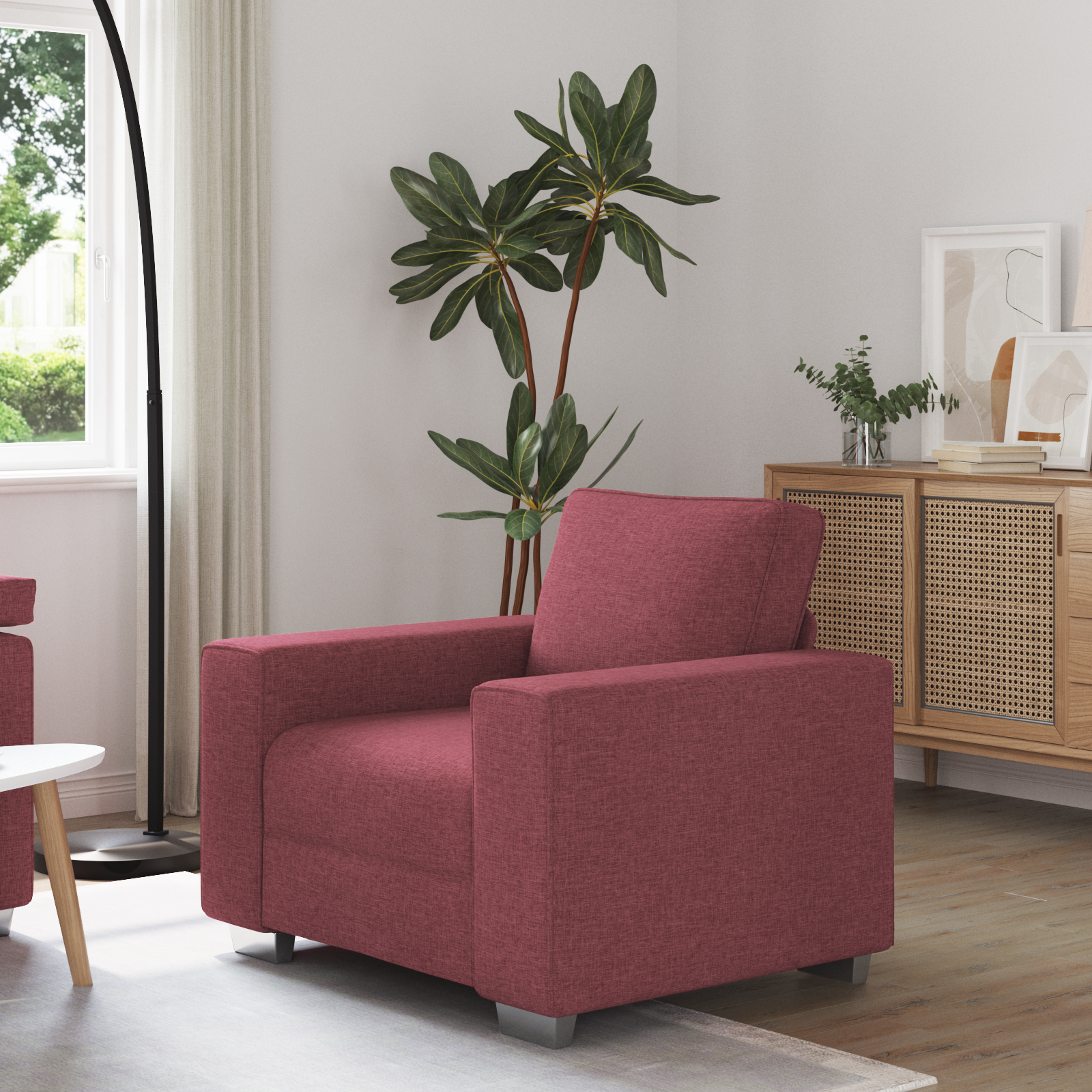 Divano Rosso Vino 100 X 77 X 82 Cm Tessuto