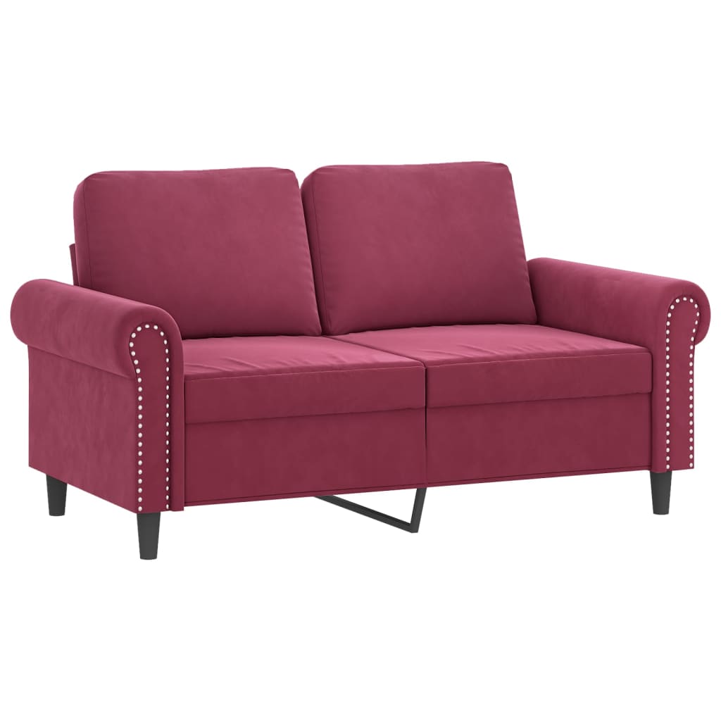 Set Di Divani 2 Pz Con Cuscini Rosso Vino In Velluto - Image 3