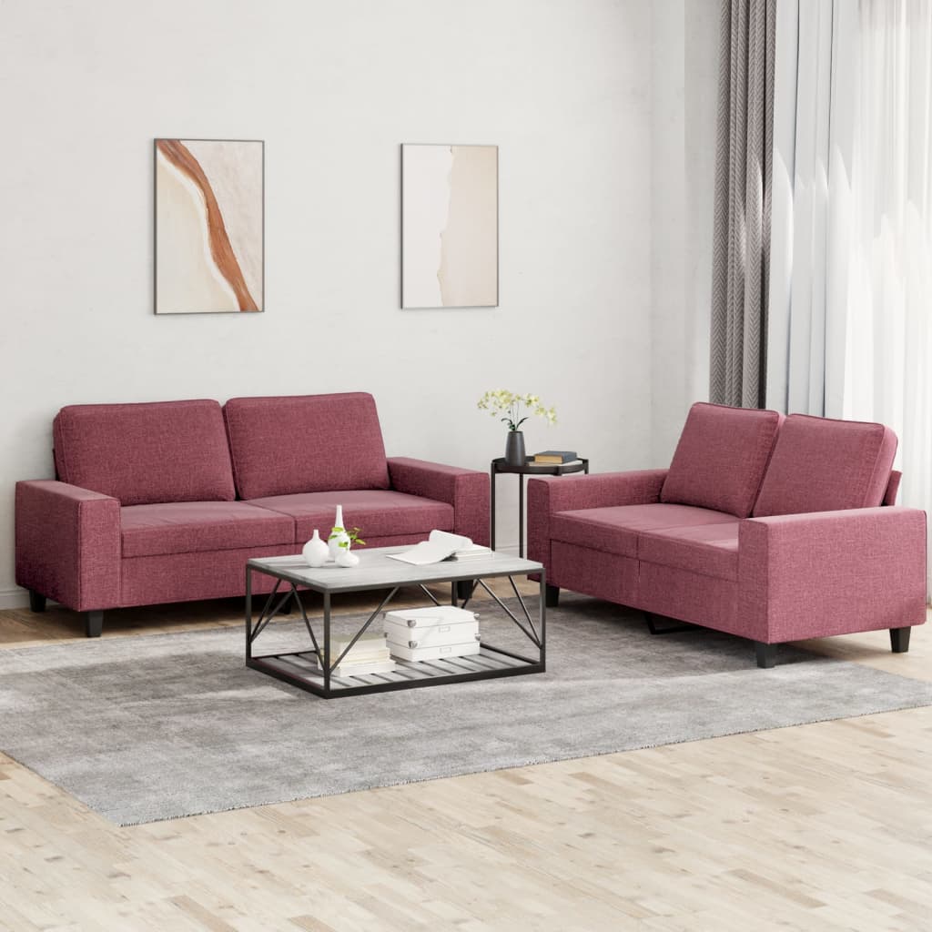 Set Di Divani 2 Pz Rosso Vino In Tessuto