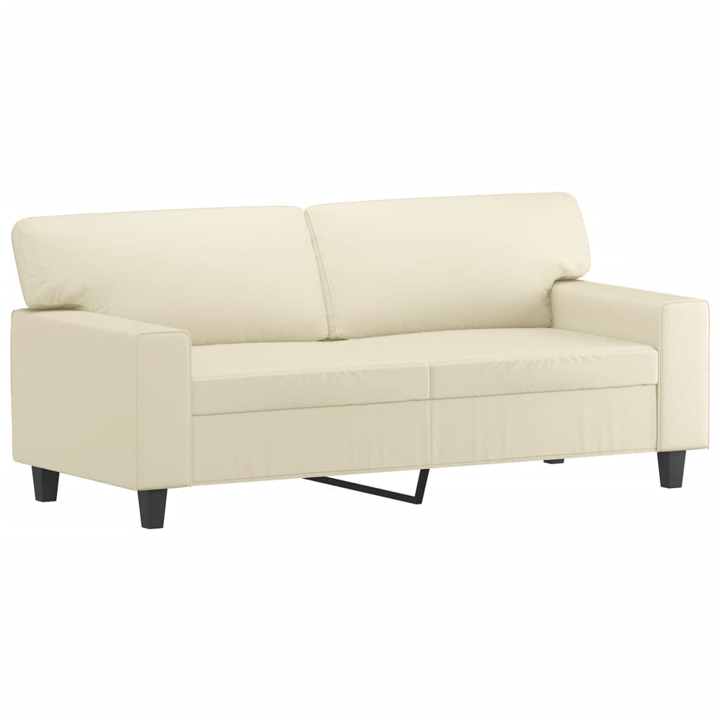 Set Di Divani 2 Pz Con Cuscini Crema In Similpelle - Image 4