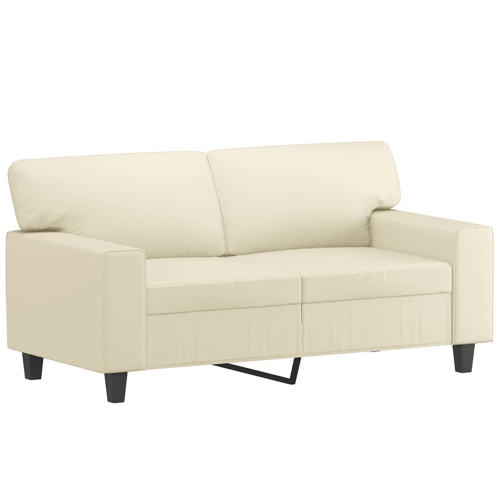 Set Di Divani 2 Pz Con Cuscini Crema In Similpelle - Image 3