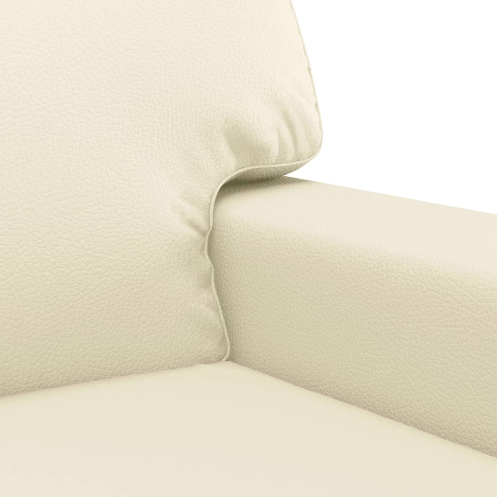 Set Di Divani 2 Pz Con Cuscini Crema In Similpelle - Image 5