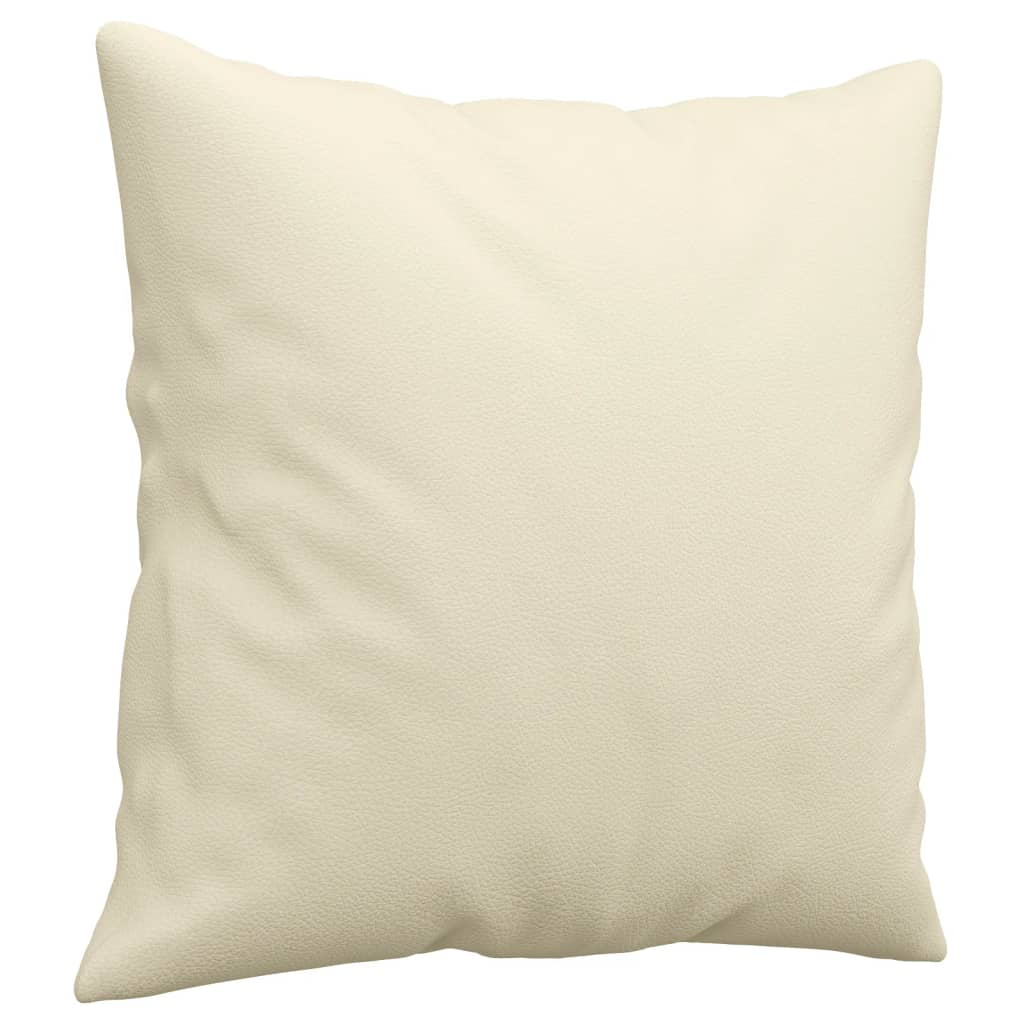 Set Di Divani 2 Pz Con Cuscini Crema In Similpelle - Image 6