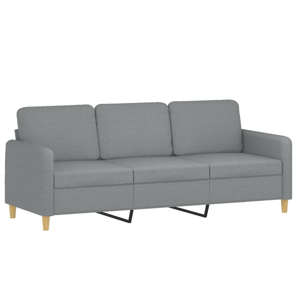 Set Di Divani 3 Pz Con Cuscini Grigio Chiaro In Tessuto - Image 5