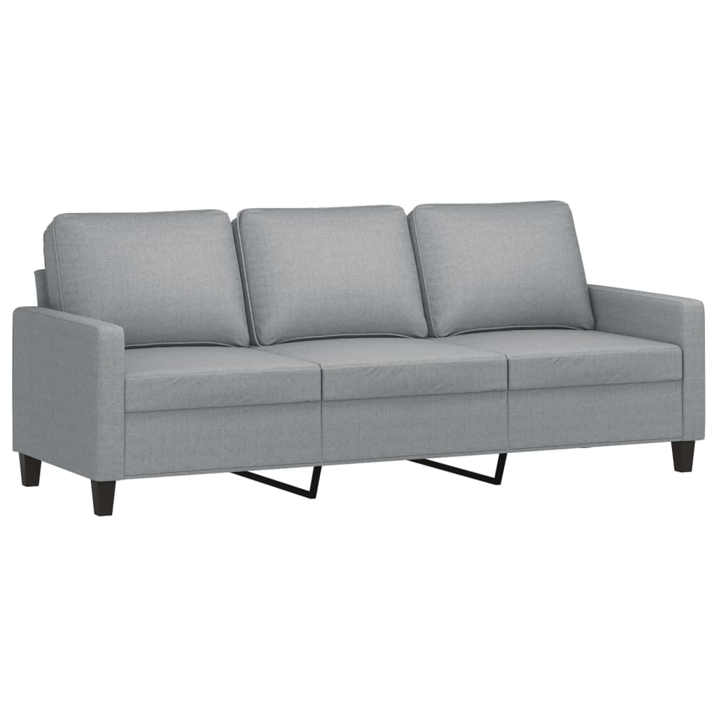 Set Di Divani 3 Pz Con Cuscini Grigio Chiaro In Tessuto - Image 4
