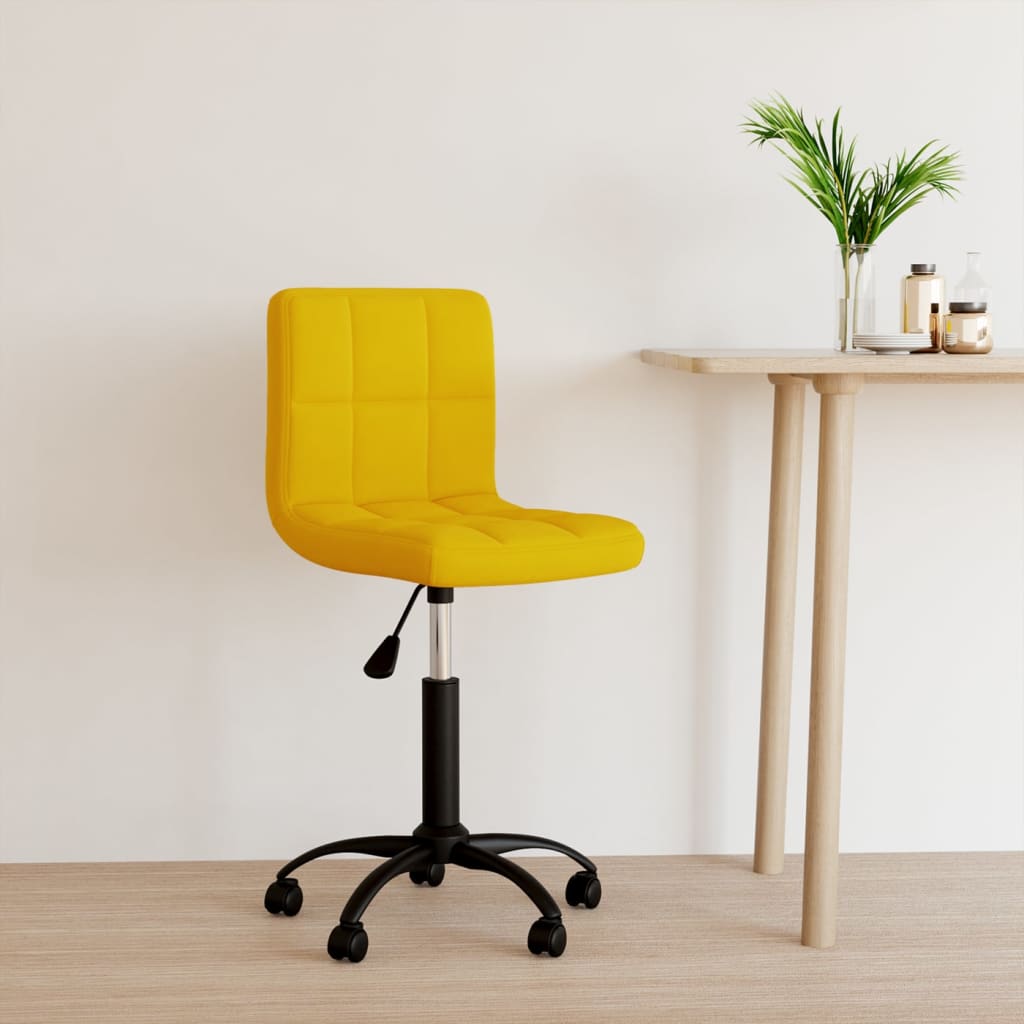 Sedia Da Ufficio Girevole Giallo Senape In Velluto