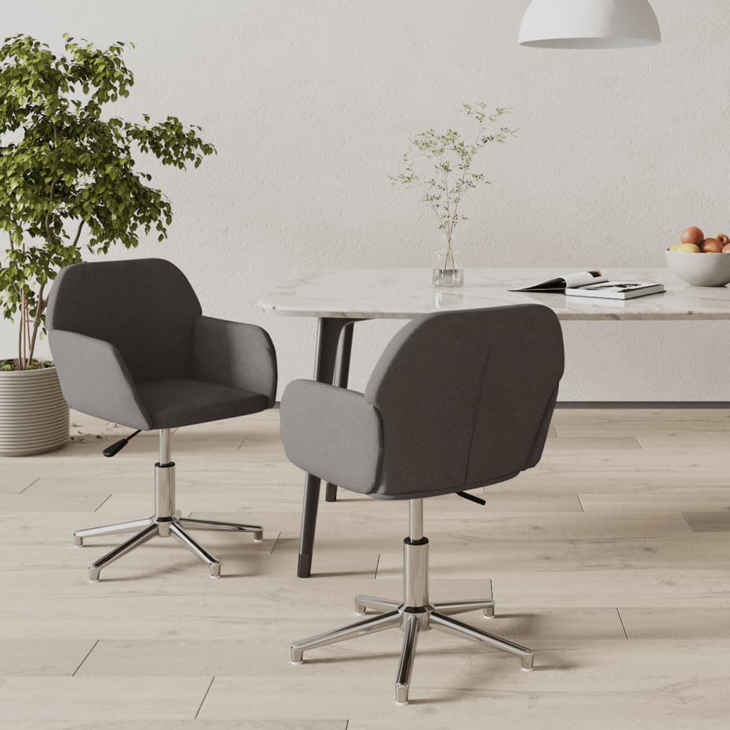 Sedie Da Pranzo Girevoli 2 Pz Grigio Scuro In Tessuto
