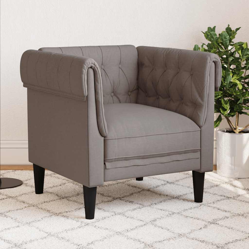 Poltrona Chesterfield Tortora In Tessuto
