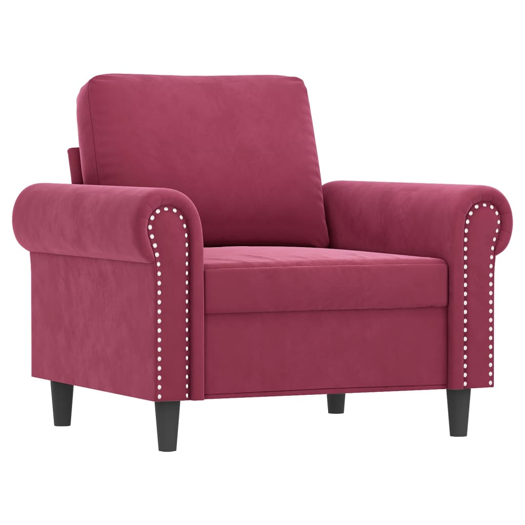 Poltrona Con Poggiapiedi Rosso Vino 60 Cm In Velluto - Image 4