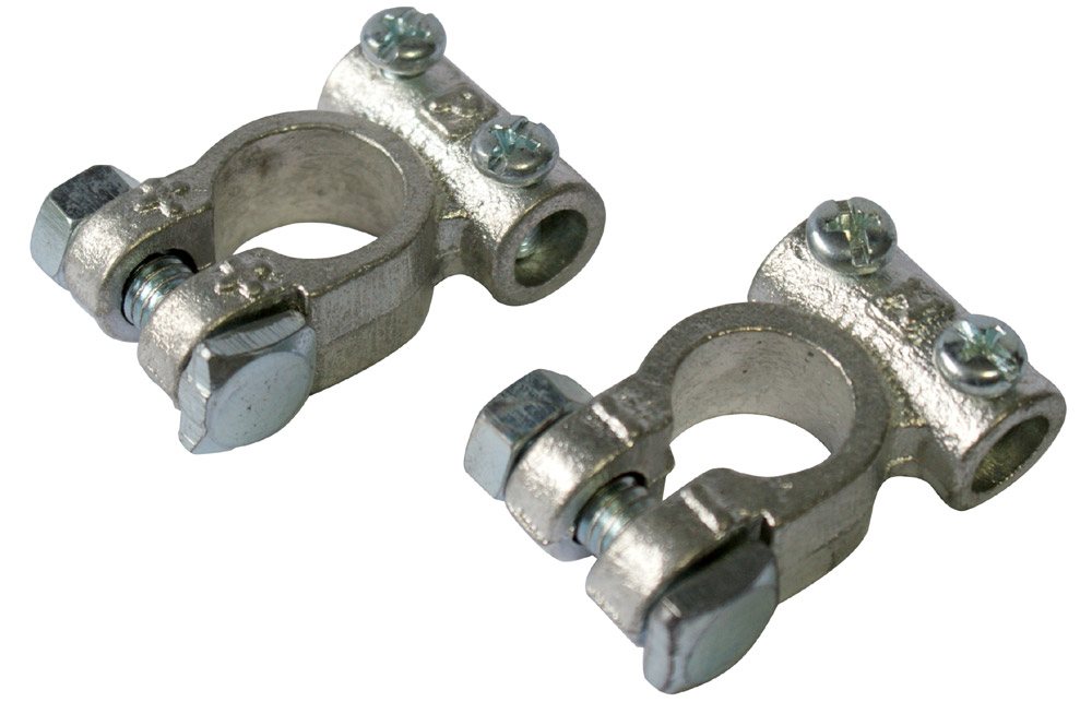 Terminale Batteria Doppia Vite Ottone Polo Positivo Cavo 40-60 Mm Blister