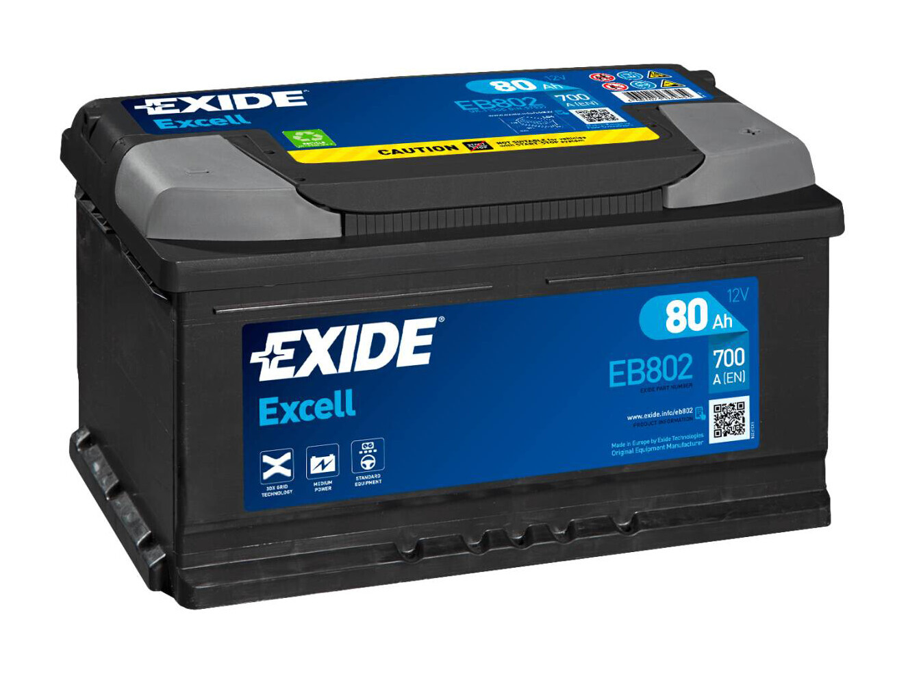 Batteria 12v - Exide Excell - 80 Ah - 700 A - Lb4
