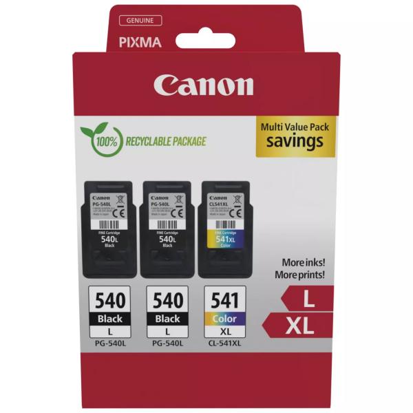 Multipack Canon 540l X2/cL-541xl - Confezione Da 3 - Resa Elevata - Nero, Colore (ciano, Magenta, Giallo)