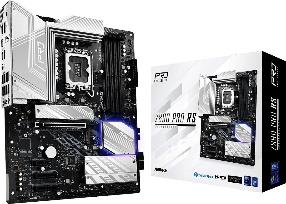 Asrock Z890 Pro Rs - Motherboard - Atx - Lga1851-Sockel - Z890 Chipsatz - Usb4, Usb 3,2 Gen 2x2, Usb 3,2 Gen 2, Usb 3,2 Gen 1 - OnboarD-Grafik (cpu E