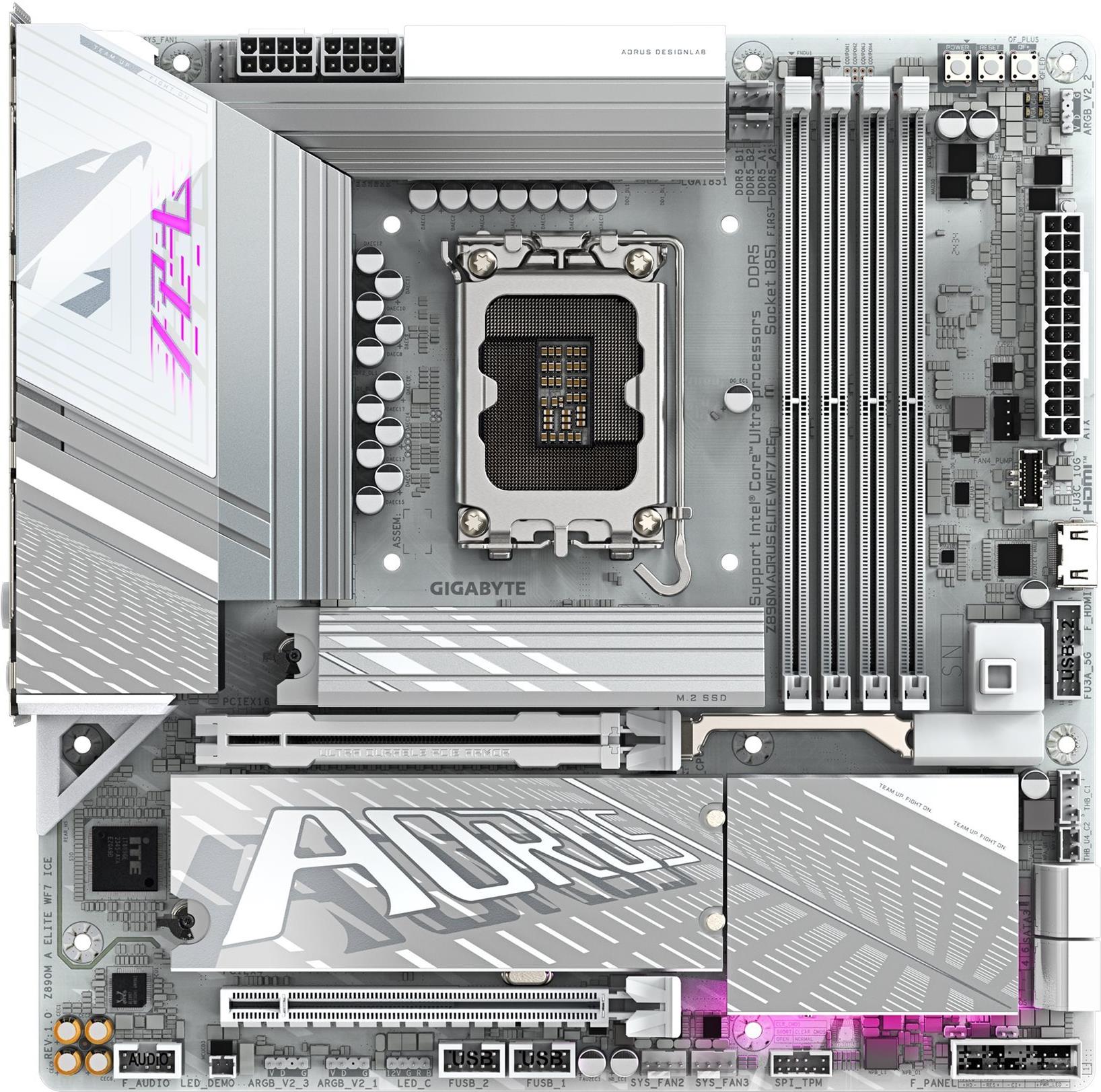 Gigabyte Aorus Z890m Elite Wifi7 Ice - Motherboard - Micro Atx - Lga1851-Sockel - Z890 Chipsatz - Usb4, UsB-C 3,2 Gen2, Usb 3,2 Gen 2, Usb 3,2 Gen 1