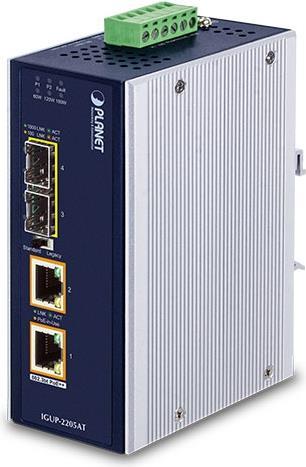 Planet IguP-2205at - Medienkonverter - Gige - 10basE-T, 1000basE-Lx, 1000basE-Sx, 100basE-Tx, 1000basE-T, 1000basE-Bx - RJ-45 / Sfp (minI-Gbic) - Bis