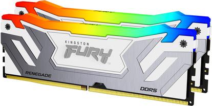 Kingston Fury Renegade Rgb - Ddr5 - Kit - 48gb: 2 X 24gb - Dimm 288-Pin - 2100 Mhz / Pc5-67200 - Cl40 - ON-Die Ecc - Weiß & Silber (kf584cu40rwak2-48)