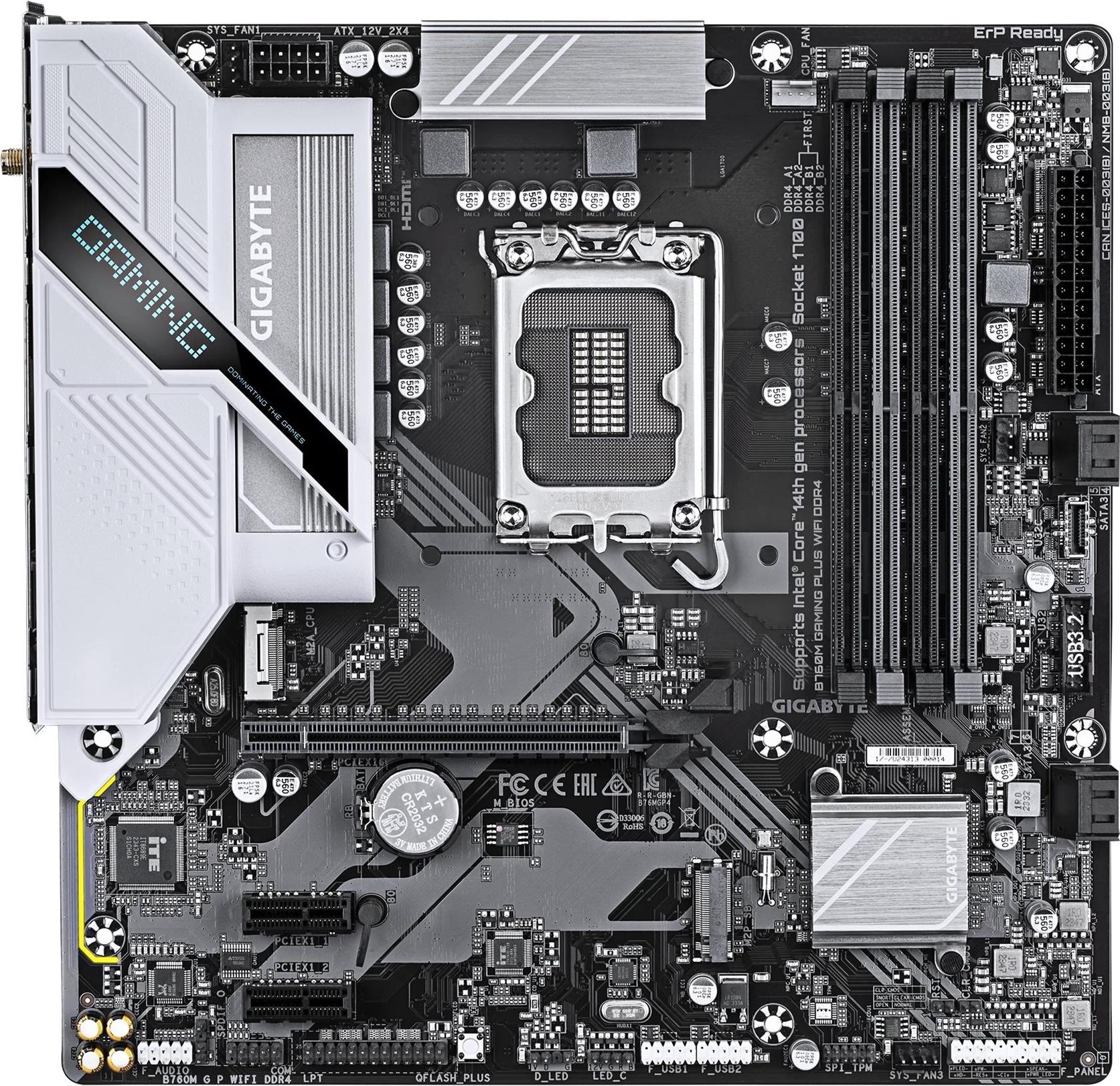 Gigabyte B760m Gaming Plus Wifi Ddr4 - Motherboard - Micro Atx - Lga1700-Sockel - B760 Chipsatz - UsB-C 3,2 Gen 1, Usb 3,2 Gen 1 - WI-Fi 6, Bluetooth