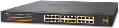 Planet GsW-2620hp - Switch - 24 X 10/100/1000 (poe+) + 2 X Gigabit Sfp - Desktop, An Rack Montierbar - Poe+ (220 W) (gsW-2620hp)