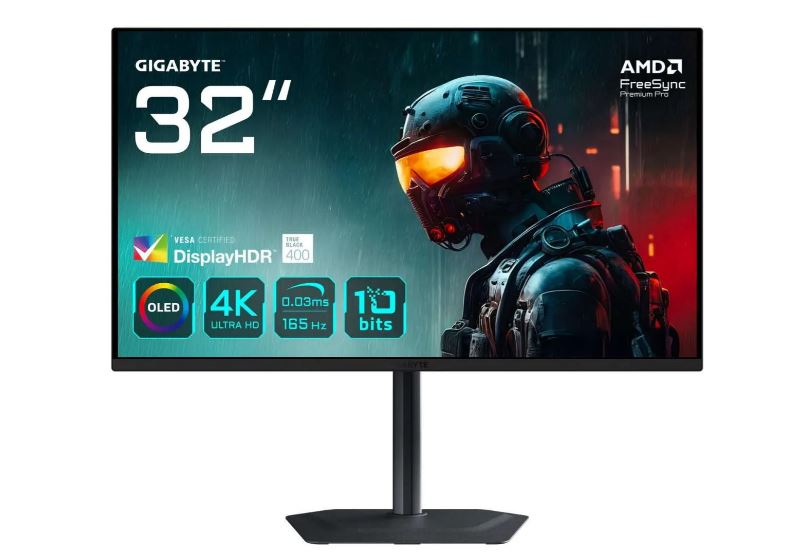 Gigabyte Mo32u Gaming Monitor 80 Cm (31,5 Zoll) - 4k Uhd, QD-Oled, 0.03ms, Hdmi, Displayport, UsB-C, 165hz, Displayhdr True Black 400 [energieklasse