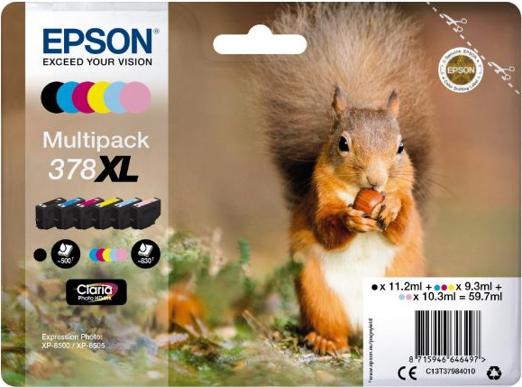 Epson 378xl Multipack - 6eR-Pack - Xl - Schwarz, Gelb, Cyan, Magenta, Hellmagentafarben, Hell Cyan - Original - Blisterverpackung - Tintenpatrone - F